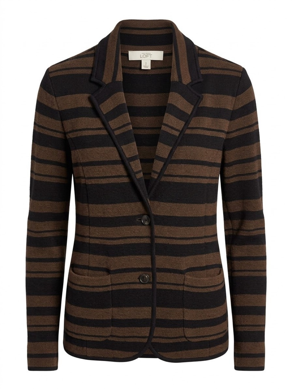 Ann Taylor LOFT Preppy Striped Knit Blazer Sweater Jacket Dark Academia XS